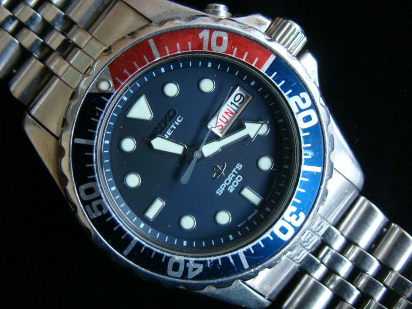 SEIKO PEPSI SPORTS 200 5M43 0A40 KINETIC DIVER WATCH + BOX SET & SPARE 