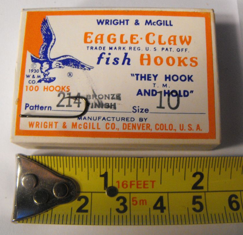 FULL BOX 100 EAGLE CLAW #214 STYLE HOOKS BRONZE SIZE 10  