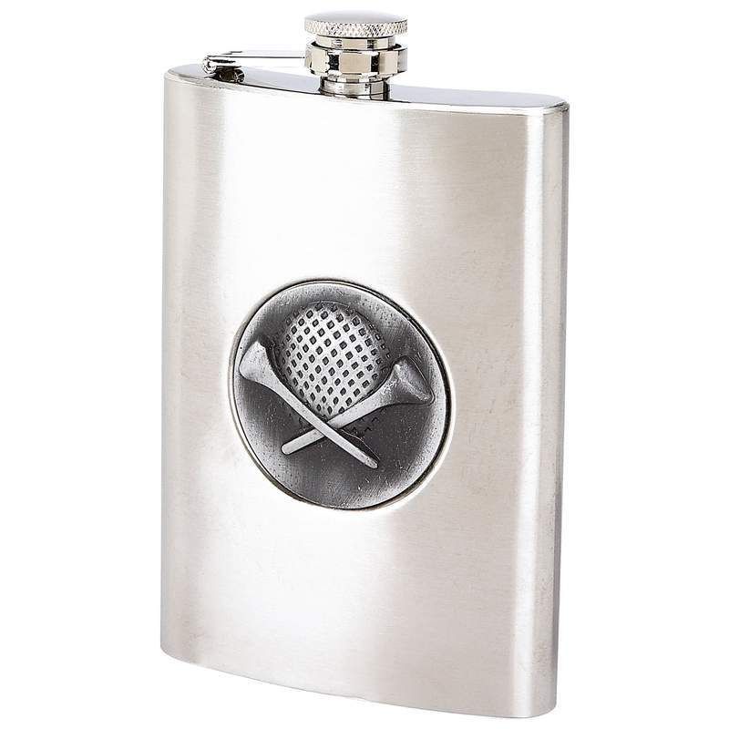 Maxam 8oz Stainless Steel Flask with Golf Emblem  