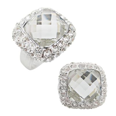 12mm Cushion Cut Crystals Cocktail Ring Size 6 7 8 9 10 ~ Available in 