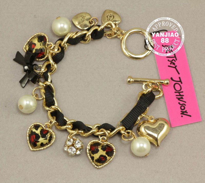 Free Ship HEART LEOPARD BETSEY JOHNSON PEACE BRACELET  