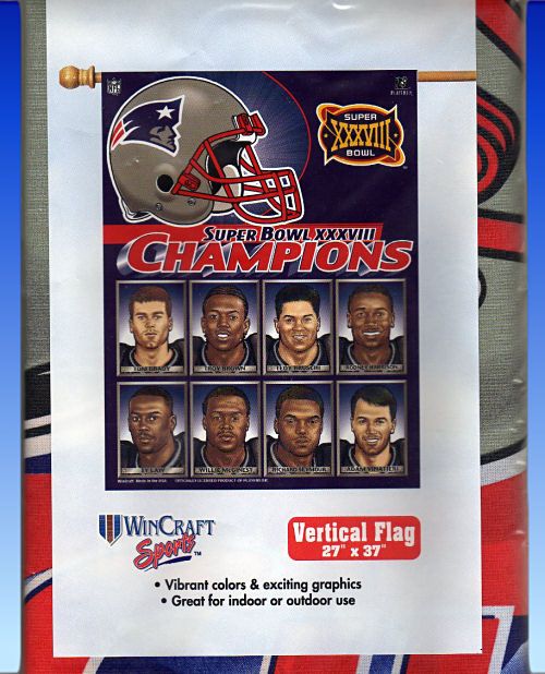 PATRIOTS Super Bowl 38 Champions Vertical Player Flag  