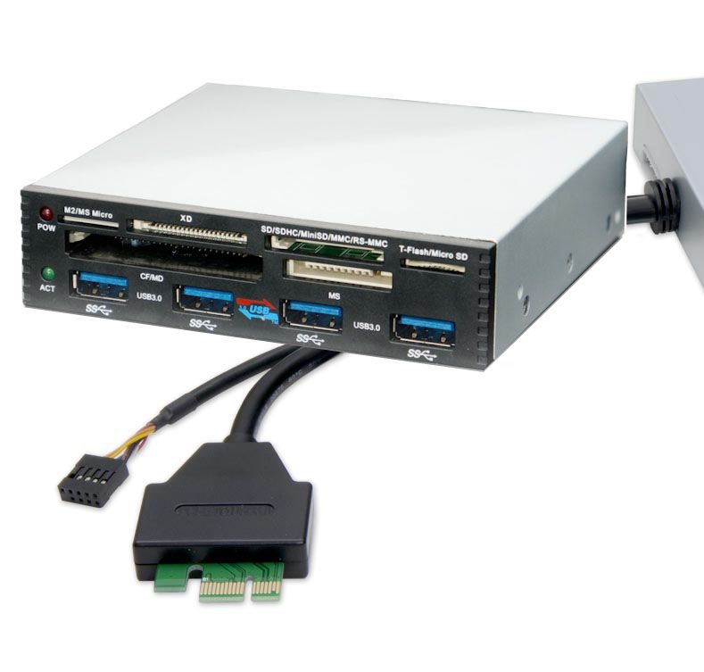 PCI e Interface built in, 3.5 Panel, USB 3.0 4 port Hub + 6 slot Card 