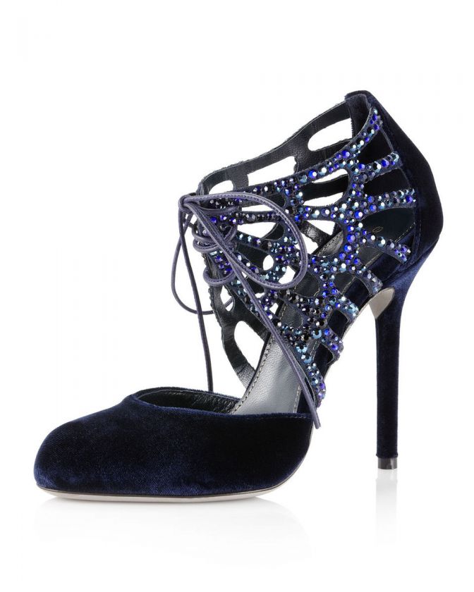 Sergio Rossi Notte Crystal & Velvet Pump  