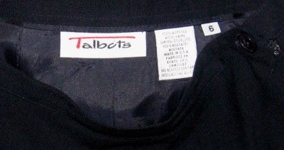 Talbots A Line Skirt Navy Blue Black 100% Wool Womens Size 6 M  