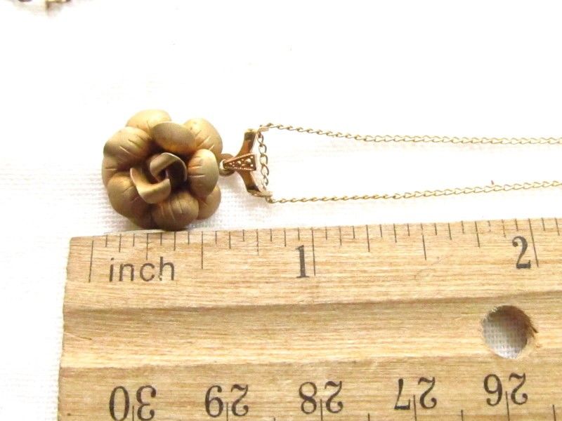 Vintage Gold Filled Rose Flower Pendant Necklace*AMCO  