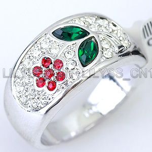 Simulated Emerald Ring GP use Swarovski Crystal 110RW  