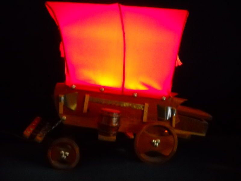 Vintage Wooden Frontier Covered Wagon Light Large WOW  