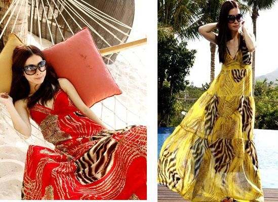Women Chic BOHO Exotic Leopard Prints Chiffon Maxi Summer Long Dress 3 