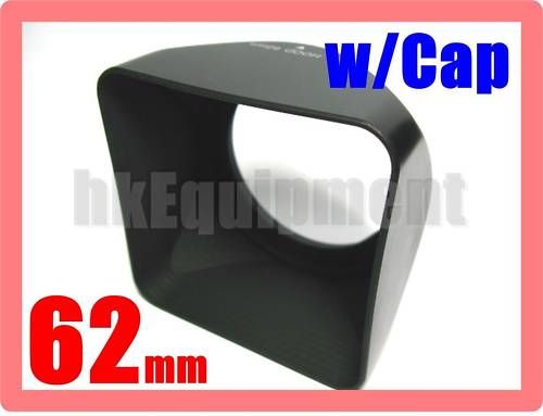 62mm 62 Lens Square Hood+Cap Sony Canon JVC Mini DV  