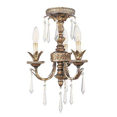 La Bella FLUSH MOUNT CEILING LAMP VINTAGE GOLD LIVEX LIGHTING FIXTURE 