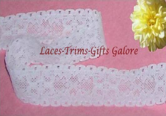 16 Yards White 1 1/4 Stretch Galloon Lace Trim O09V  