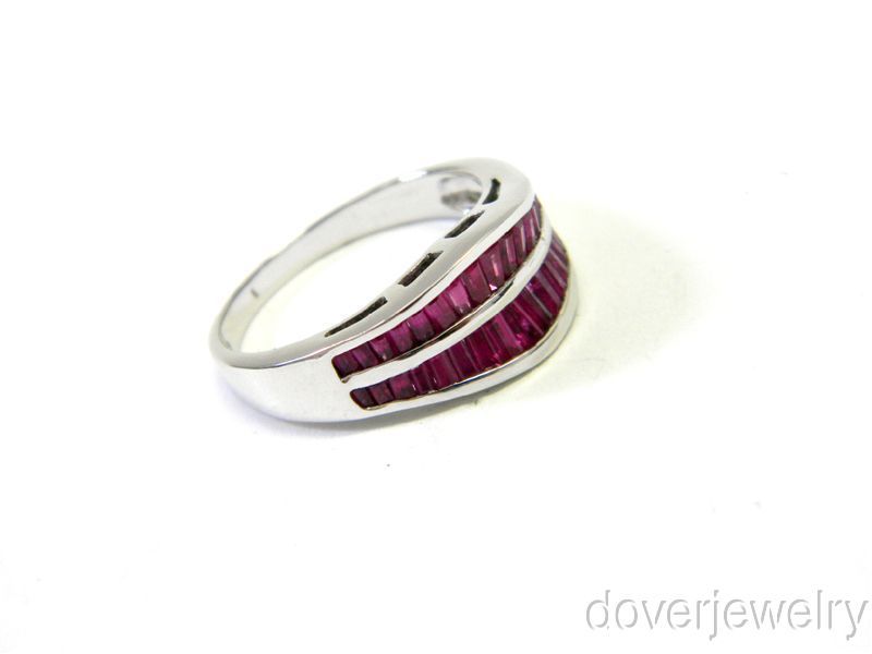 Estate 18K Gold Baguette Cut Ruby Ring NR  