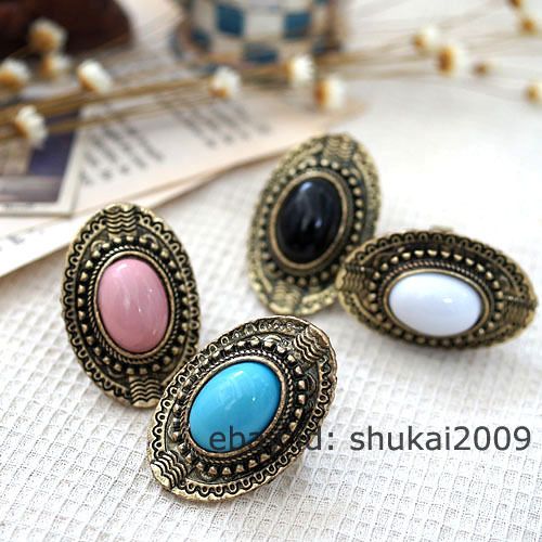 color choose RETRO bronze Gemstone adjustable ring  