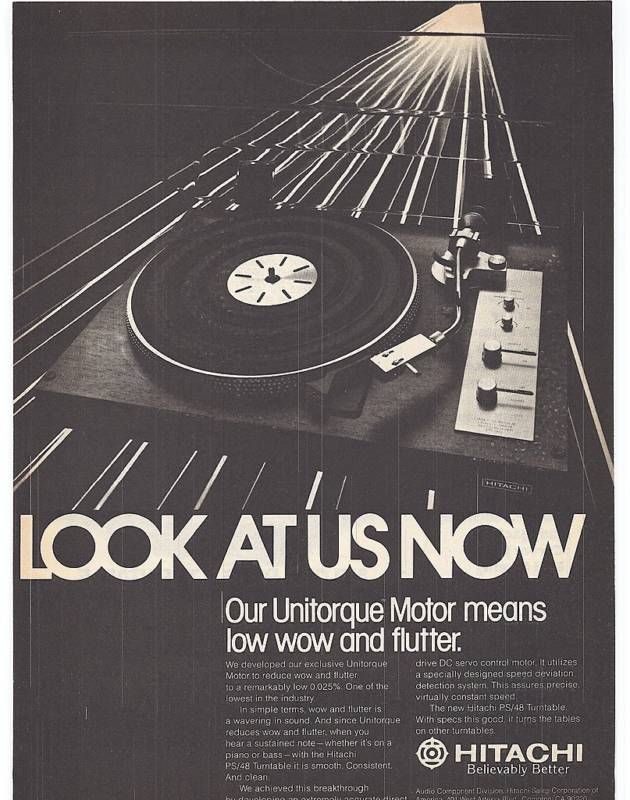 RARE 1977 Hitachi PS/48 Turntable Ad  