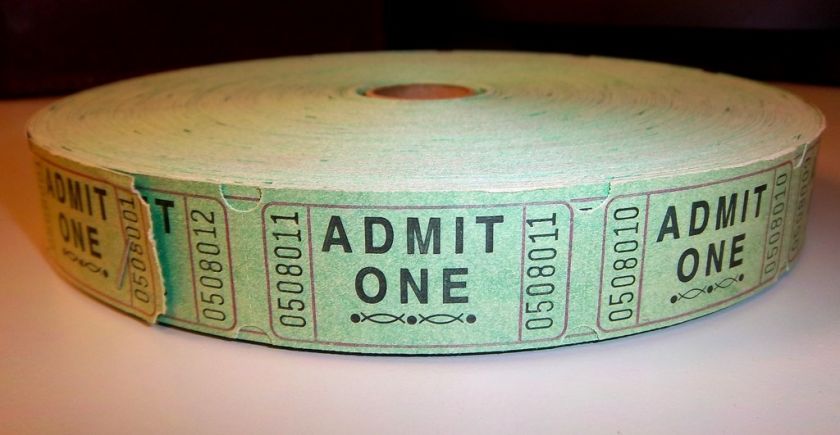 Roll of Green Single Admit One Tickets 2,000 ct.  