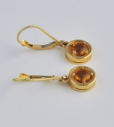 New Stuller Orange Citrine 14k Yellow Gold Earrings  