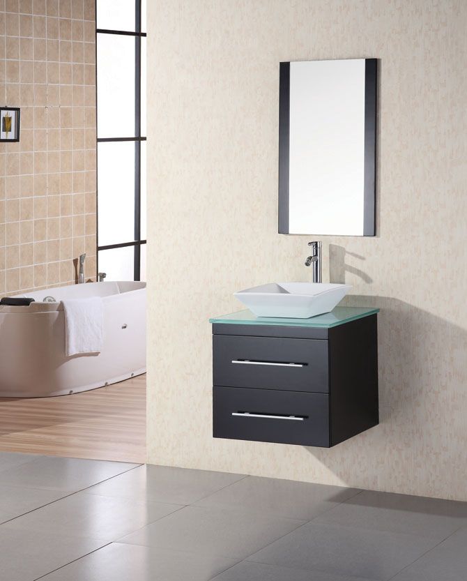   Element Elton 24 Single Sink Vanity Set w/ Mint Glass Countertop