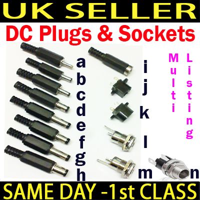 DC In line/Chassis Plug/Socket 2.35/3.5/3.8/5.5/6.3/0.7/1.0/1.3/2.1/2 