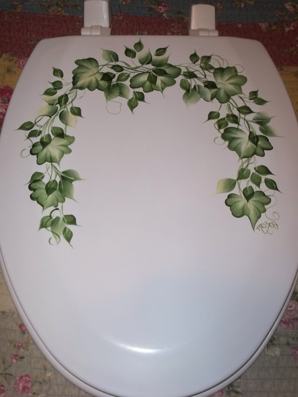 ELONGATED hp TOILET SEAT Climbing IVY Wood**  