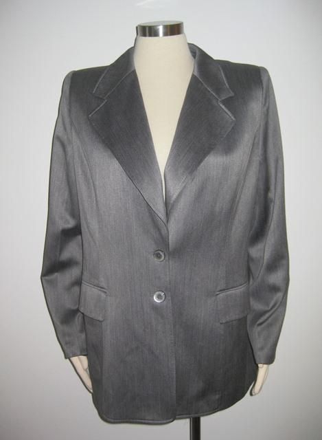 VTG 80s Gray Blazer ESCADA Boyfriend Jacket 44 Designer  