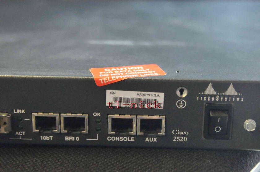 Item Name Cisco 2520 Router with 1x Ethernet and 4 