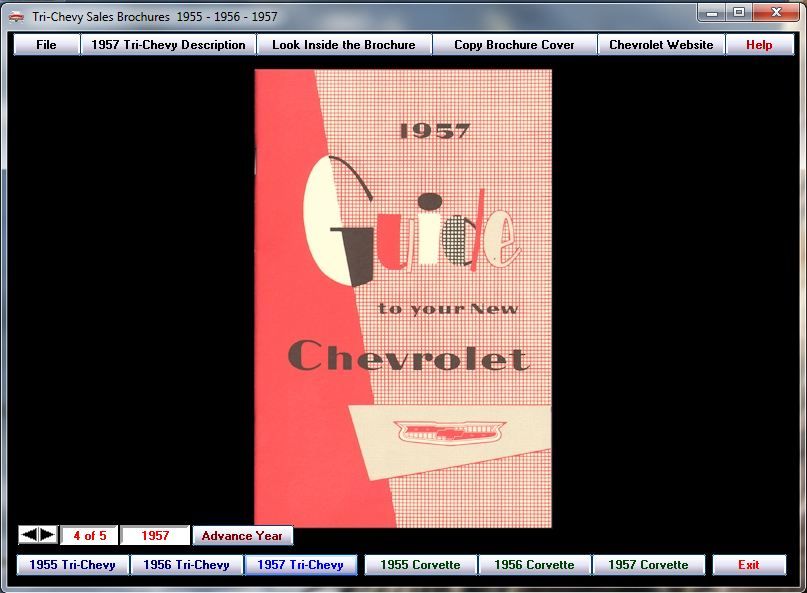 Tri Chevy Sales Brochures 1955   1956   1957 CD ROM  