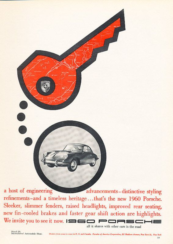 1960 Porsche 356 key red Vintage Advertisement Ad P39  