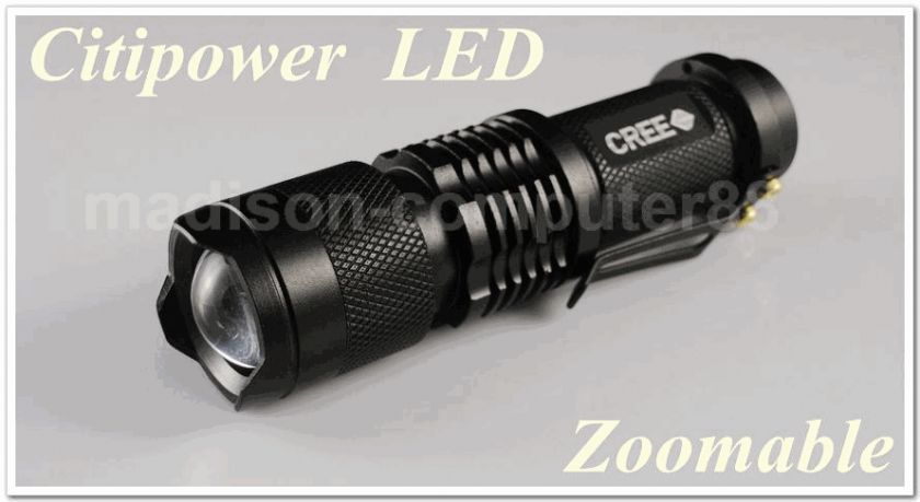 Citipower CREE LED 7W Q5 Bulb Flashlight Zoom Adjustable Torch G3 