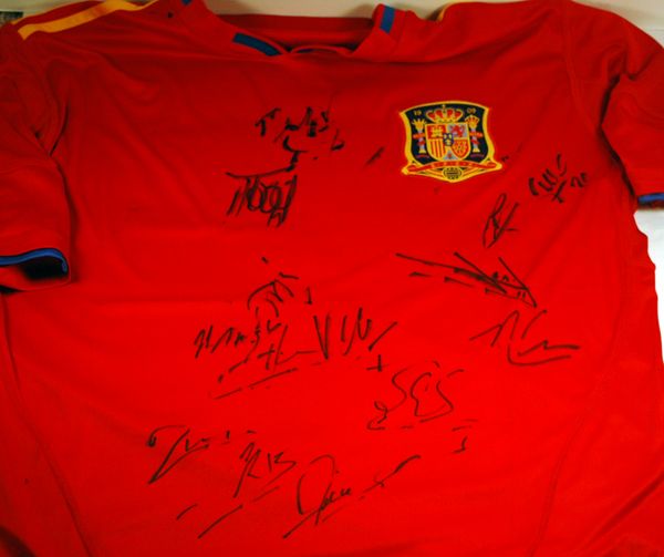 2010 SPAIN WORLD CUP TEAM SIGNED AUTOGRAPH JERSEY COA RARE  