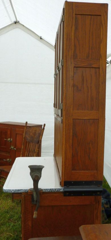 Rare Oak HOOSIER HIGHBOY Tall Kitchen Cabinet w/ Flour & Sugar Bins 