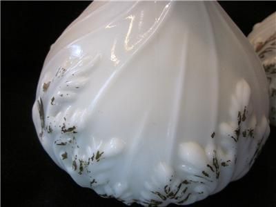 Antique Leaf Scroll Dresser Bottle Perfume Milk Glass  