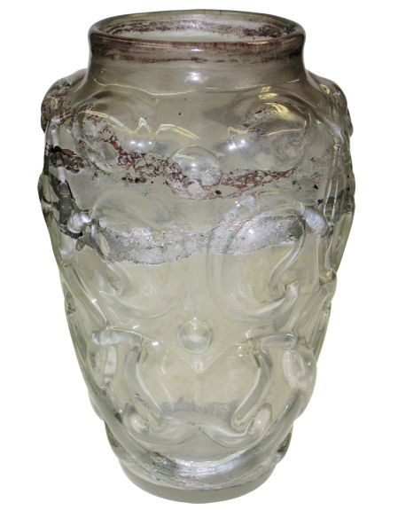 Art Deco Molded Glass Vase by Verrerie d Art Degue  