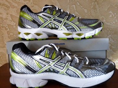 EC IN BOX MENS ASICS GEL NIMBUS 12 RUNNING SHOES WHITE/ LIME SIZE 9.5 