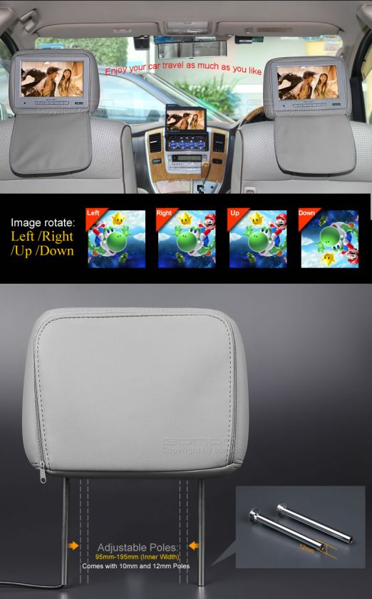 L0218 Eonon 9 Digital LCD Car Grey Headrest Monitor n8  