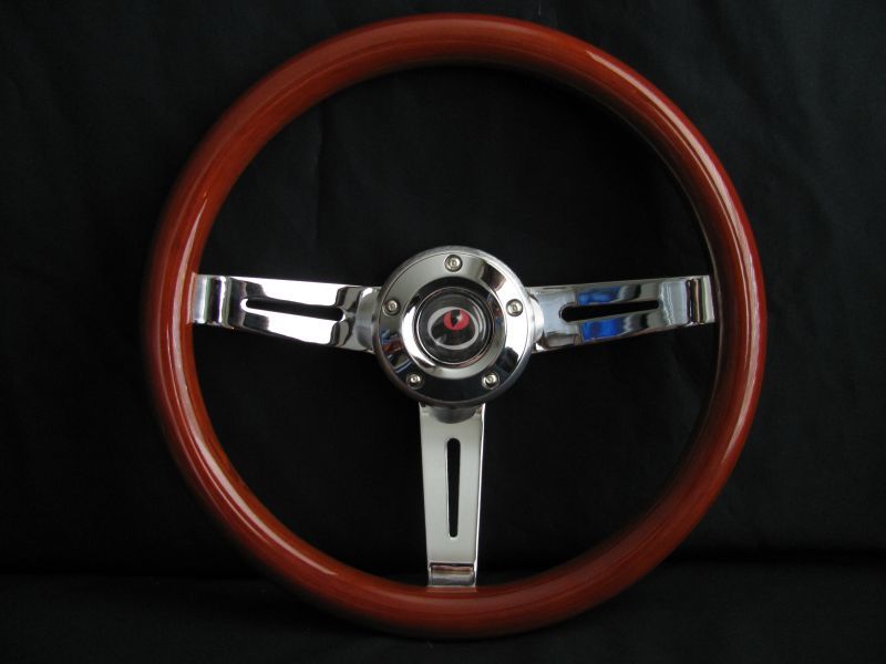 NEW 14 DEEP DISH MAHOGANY WOOD GRAIN STEERING WHEEL  