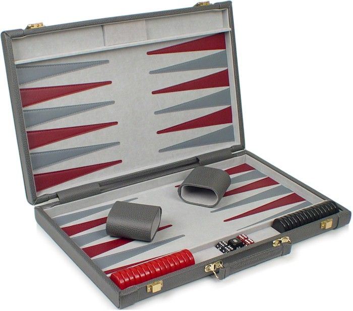 Gray Leatherette Backgammon Set   Small  