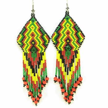 MULTICOLOR ZIG ZAG SEED BEADED EARRINGS NATIVE JEWELRY  