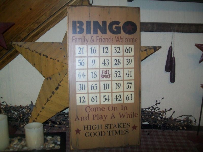 PRIMITIVE SIGN~GAME BOARD~BINGO~FAMILY FRIENDS WELCOME~  