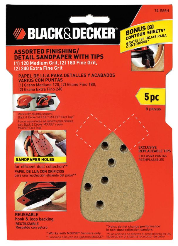 Black and Decker 74 586H Mouse Sander Detail Sandpaper Assortment 