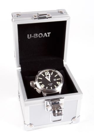 AUTHENTIC U BOAT B45 08 Left Hook 10 ATM Wristwatch Watch Black 