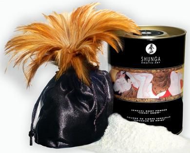 Shunga Body DUST Arousal Powder w/ FREE Feather DUSTER   Honey of 