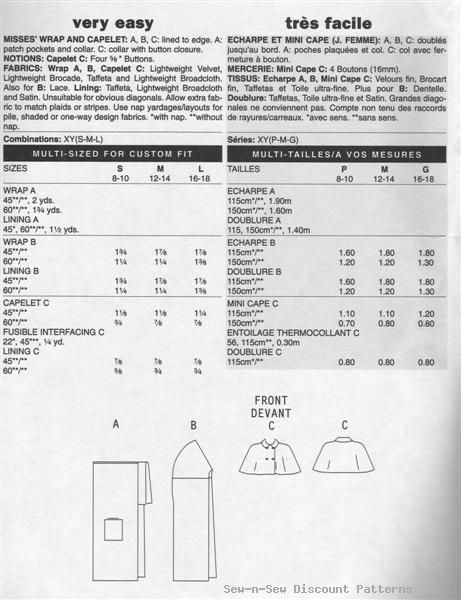 Vintage/Retro Wrap/Capelet/Cape SEWING PATTERN 50s OOP  