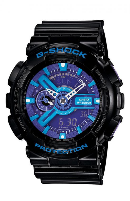 NEW CASIO G SHOCK X LARGE ANA DIGI BLUE &PURPLE MENS WATCH GA 110HC 1A 