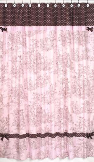 JOJO DESIGNS FRENCH TOILE PINK BROWN SHOWER CURTAIN  