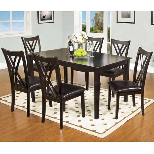 Solid Wood Springhill Espresso Finish 7 Piece Dining Room Set