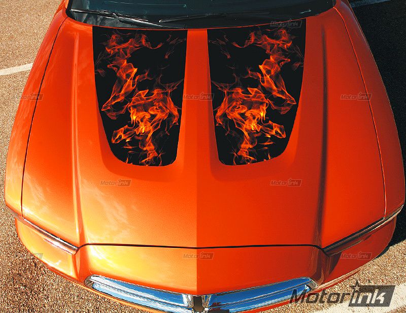 2011 & up Dodge CHARGER Flaming Hood Decal Flame Graphics Stripes 