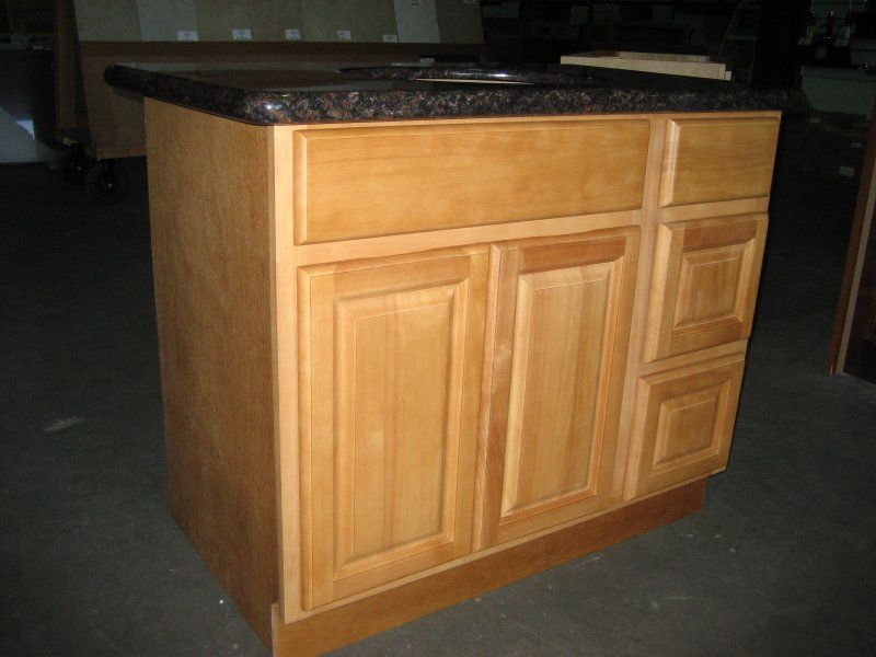 36 Natural Oak Bathroom Vanity Cabinet w/ R Drawers  