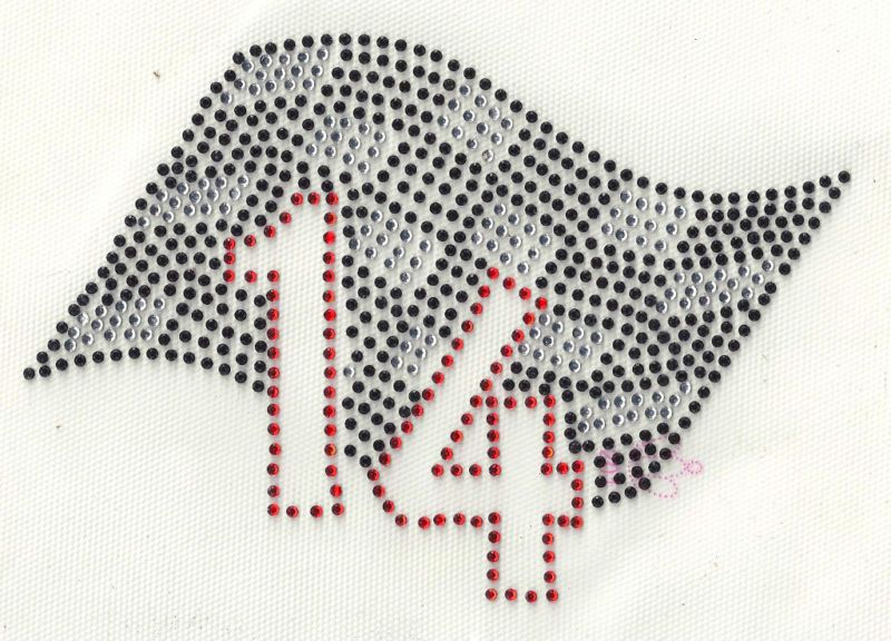 RHINESTONE Iron On Transfer NUMBER Car CHECKERED FLAG  