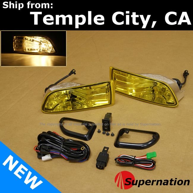   OEM Style Lower Bumper Yellow Fog Light Chrome Housing + Switch  